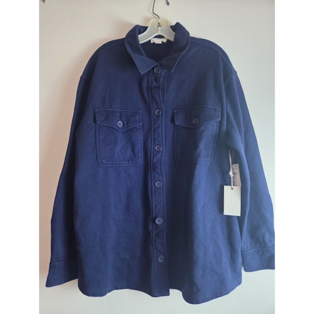 NWT Good American Dark Blue 100% Cotton Shacket(Shirt/Jacket) size 3/4 or XXL